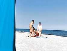 Sharing My Girl With A Stranger On The Public Beach.  Threesome Wetkelly.