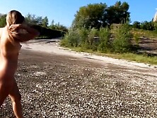 Exhibitionist Blonde Flashes Her Big Ass at the Port