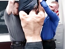 3some FFM Threesome - Step-Dad's Teacher & Student Share His Dick