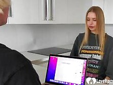 A blonde who's eager to have a taste