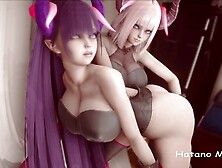 Intense lesbian action featuring Hatanomiwa and some serious booty play