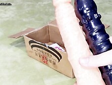 Cute tgirl DaniTheCutie tries getting banged by a weird looking anal beads sex tool hybrid