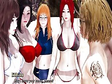 Sporty 3d babes play volleyball at the beach before going down and dirty