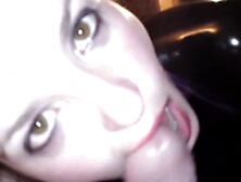 Blowjob in latex catsuit