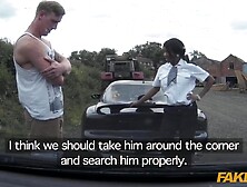 Fake Cop Male racer gets involved in trio