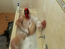 Slutty Deadpool Has Some Solo Fun In The Tub Playing With His Dick