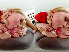 Hot blonde threesome with my girlfriend's friend in VR featuring Vera Jarw and Greta Foss