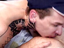 Tattooed Guy And His Horny Boyfriend Are Making Out And Barebacking