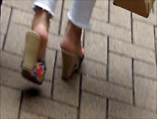 Naughty Voyeur Camera Gets Turned On In Public By Sexy Babes In Wedge Heels