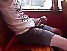 Str8 Big Cock Guy Strokes In Bus