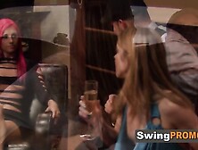 New Swinger girlfriend starts giving pleasure to some other babes from the house,  she enjoys pussy f