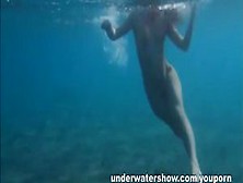 Julia Is Swimming Underwater Nude In The Sea