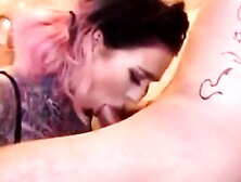 Tattooed Busty Amateurs Pleasing Big Cock On Webcam