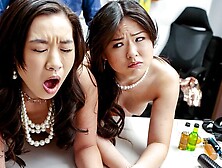 Asian teen babes fucked hard from behind