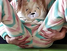 schoolgirl with small boobs in pajamas masturbation snatch and squirting cumming