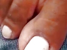 Close Nice Toes Whit French Nails