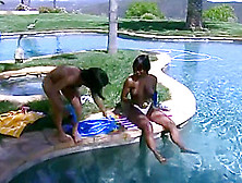 Hot Ebony Babe Gets Boned Poolside