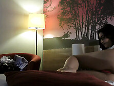 Cute hot brunette gives a slow teasing handjob for precum milking