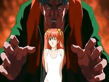 anime hentai com Ruiva peituda utilizada por dois pervertidos