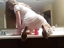 Horny Talking Slut masturbates in front of mirror