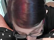 GF in glasses sucks dick and has sex in POV