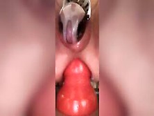 Christina Takeing A Giant Large Red Plug With Electro Chasity