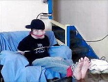 I'm Tied Up and Gagged on the Arm Chair Barefoot