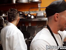 Hot studs take turns throating Violet Gem in a nasty gangbang