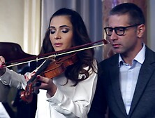 Skinny brunette Alexis Brill rides a big cock with incredible passion in this steamy scene.