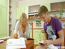 This petite schoolgirl seduces her sexy boyfriend and gets her tight ass rammed in the kitchen