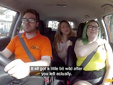 The SEX PARTY test for a fuckfest newbie with big beautiful woman - Fake Driving School