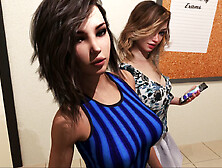 Visual novel adventure with a busty mom