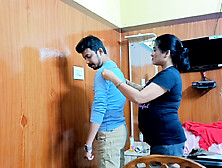 Hot Indian desi girls ladies tailor was measuring the boy seeing shop empty they had sex..