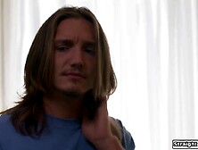 Lulu Chu had a crush on her stepbro. One day that babe caught him spying on her mum so this babe now got him on the leg and made