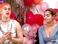 Truth or dare ends with an intense lesbian session featuring Lindsey Cruz, Yasmeena, and Sugarlina