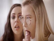 Unexperienced stepsister Carolina Sweets sucks cock for her 1st time