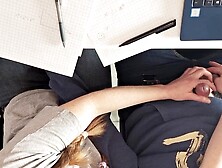 Got bored in school and had some fun - Classroom hand-job and messy facial for a husband toy