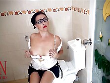 Plumber striptease. The housewife called a plumber and had an climax. The housewife called a plumbe