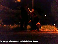 A slut's wife shamelessly drinks piss and cum in a public park