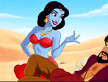 Aladdin and Princess Jasmine make Shameful Wants to the Genie.  Toon Porn Parody.
