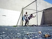 Behind the loading dock at dept store that shut down.