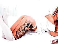 Russian blonde hottie Katrin Tequila double penetrated on the sofa