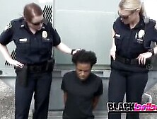 Black Guy Gets Arrested But Goes To Heaven With These Lusty Milfs Eating His Big Cock On The Rooftop