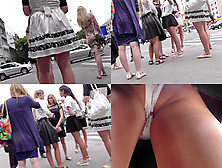 Classic panties of a hottie seen in free upskirt (fake) video
