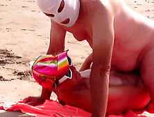 Beach sex,  amateur pegging,  dirty talking wife cuckold