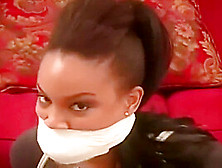 Dominic Wolfe - Sexy Ebony Babysitter Tied Up Tight & Sock Gagged!