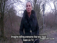 Hot Czech amateur bangs outdoor pov