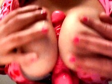 Busty blonde teases amazing tits