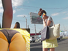 Perfect pussy upskirt (fake) with strange brunette yoke