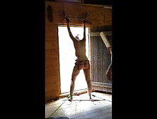 Restraining and spanking my wife at a cabin in the woods